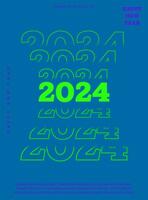 2024 feliz Novo ano. modelo com colorida carta logotipo para calendário, poster, folheto, bandeira. vetor