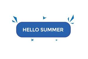 Novo Olá verão moderno, local na rede Internet, clique botão, nível, sinal, discurso, bolha bandeira, vetor