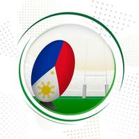 bandeira do Filipinas em rúgbi bola. volta rúgbi ícone com bandeira do Filipinas. vetor