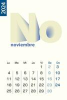 minimalista calendário modelo para novembro 2024, vetor calendário dentro espanhol linguagem.
