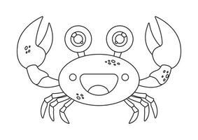 coloração página do uma fofa desenho animado caranguejo vetor ilustração