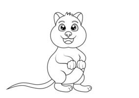 coloração página do uma fofa quokka animal desenho animado personagem vetor