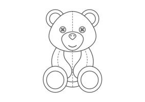 coloração página do uma Urso de pelúcia Urso brinquedo desenho animado personagem vetor ilustração