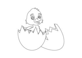 Preto e branco bebê frango dentro a ovo Concha desenho animado personagem vetor ilustração. coloração página do bebê frango dentro a ovo Concha