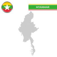 pontilhado mapa do myanmar com circular bandeira vetor