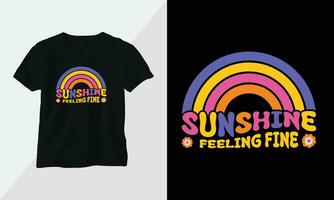 brilho do sol sentindo-me bem - retro groovy inspirado camiseta Projeto com retro estilo vetor