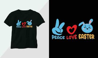 Paz amor Páscoa - retro groovy inspirado camiseta Projeto com retro estilo vetor