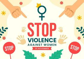 internacional dia para a eliminação do violência contra mulheres vetor ilustração em 25 novembro com meninas e flor fundo desenho animado Projeto