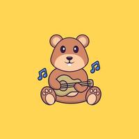 esquilo bonito tocando guitarra. conceito de desenho animado animal isolado. pode ser usado para t-shirt, cartão de felicitações, cartão de convite ou mascote. estilo cartoon plana vetor