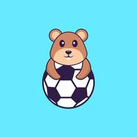 esquilo bonito jogando futebol. conceito de desenho animado animal isolado. pode ser usado para t-shirt, cartão de felicitações, cartão de convite ou mascote. estilo cartoon plana vetor