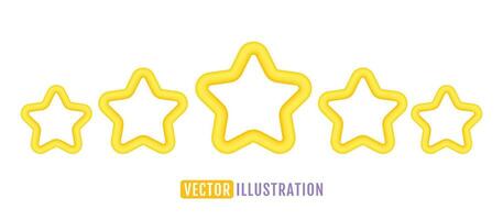 vetor ícones do cinco amarelo estrelas lustroso cores. conquistas para jogos ou cliente Avaliação comentários do local na rede Internet. vetor ilustração do estrelas dentro realista 3d estilo.