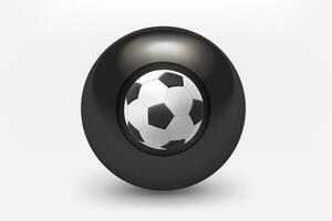 Preto esfera com futebol bola ícone. 3d vetor ilustração