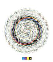 uma circular padronizar com colorida pontos em isto, cmyk dois círculos com colorida pontos em eles definir, cmyk vetor ilustração do uma flor com uma círculo e uma ponto, mandala vetor