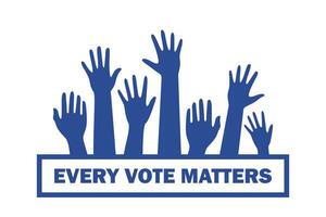 povos mãos elevado acima. cada voto assuntos. votação e eleição conceito. vetor ilustração.