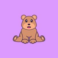 urso fofo está sentado. conceito de desenho animado animal isolado. pode ser usado para t-shirt, cartão de felicitações, cartão de convite ou mascote. estilo cartoon plana vetor