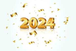 simples e limpar \ limpo Projeto feliz Novo ano 2024. ouro números para fundo para bandeiras, cartazes ou calendário. vetor