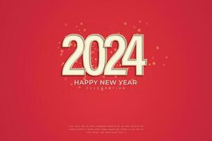 simples e limpar \ limpo Projeto feliz Novo ano 2024. vermelho fundo para fundo para bandeiras, cartazes ou calendário. vetor