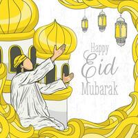 eid Mubarak fundo com mão desenhado ilustração vetor