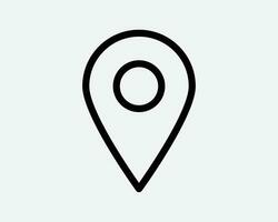 localização PIN linha ícone posição direção GPS mapa geografia viagem viagem navegação Lugar, colocar fino Preto esboço forma vetor símbolo placa marca botão aplicativo