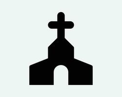 Igreja ícone religioso construção religião Cruz católico cristão arquitetura Preto branco esboço forma vetor clipart gráfico obra de arte placa símbolo arte