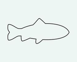 peixe esboço ícone oceano mar frutos do mar marinho animais selvagens animal Preto branco linha forma esvaziar modelo em branco vetor clipart ilustração obra de arte placa símbolo