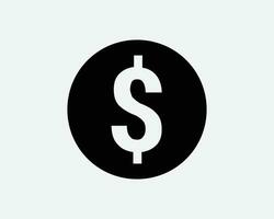 dólar placa volta ícone dinheiro moeda dinheiro finança banco financeiro Forma de pagamento riqueza rico circular círculo Preto branco esboço forma vetor clipart símbolo