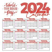 2024 calendário Projeto modelo para feliz Novo ano planejador vetor