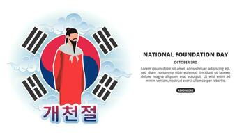 gaecheonjeol ou nacional Fundação dia do Coréia fundo com a rei vetor