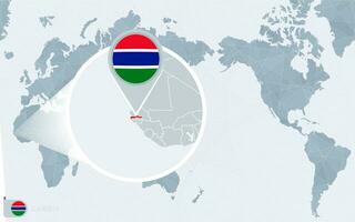 pacífico centrado mundo mapa com ampliado Gâmbia. bandeira e mapa do Gâmbia. vetor