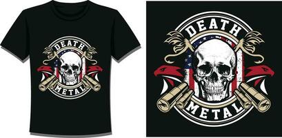 morte camiseta de metal Projeto crânio conceito com múltiplo cores e editável vetor
