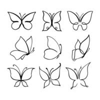 borboleta linha arte. simples mínimo borboleta linha tatuagem ícone logótipo vetor