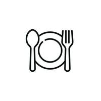 restaurante linha ícone isolado em branco fundo. colher, garfo, e prato ícone vetor
