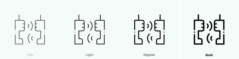 conversa ícone. afinar, luz, regular e negrito estilo Projeto isolado em branco fundo vetor