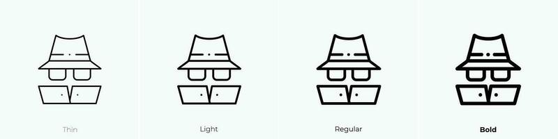 espião ícone. afinar, luz, regular e negrito estilo Projeto isolado em branco fundo vetor