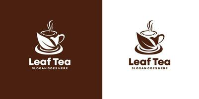folha chá ou Preto café logotipo Projeto vetor com copo e folha conceito, logotipo para saudável beber pró vetor