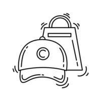 ícone de mercadoria de comércio eletrônico. conjunto de ícones desenhados à mão, contorno preto, ícone do doodle, ícone do vetor
