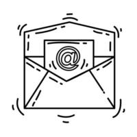 ícone de e-mail de comércio eletrônico. conjunto de ícones desenhados à mão, contorno preto, ícone do doodle, ícone do vetor