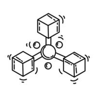 ícone do canal de comércio eletrônico. conjunto de ícones desenhados à mão, contorno preto, ícone do doodle, ícone do vetor