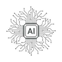 artificial inteligência o circuito linha estilo. máquina Aprendendo Projeto. inteligente rede digital tecnologia. ai. vetor ilustração