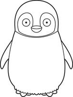 fácil coloração desenho animado vetor ilustração do uma bebê pinguim