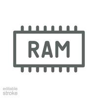 bater, memória ícone. inteligente telefone e computador RAM para Móvel e rede Projeto. memória lasca, disco, dirigir, hardware, ssd. esboço editável AVC. vetor ilustração Projeto em branco fundo. eps 10