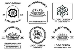 flor e ramalhete logotipo dentro plano linha arte estilo vetor