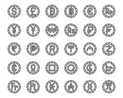 ícone de contorno de moeda e símbolo para site, aplicativo vetor
