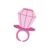 Rosa anel doce com doce diamante dentro anos 90 estilo. retro pirulito anel. desenho animado vetor ilustração.