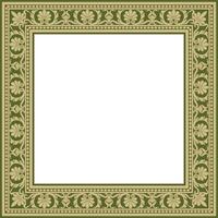 vetor ouro e verde quadrado clássico renascimento ornamento. sem fim europeu fronteira, renascimento estilo quadro..