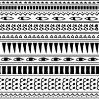 Preto branco mão desenhado asteca étnico desatado fronteira padronizar cor gostar egípcio hieróglifos isolado em branco fundo vetor
