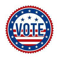 presidencial eleição voto crachá - Unidos estados do América. EUA patriótico estrelas e listras. americano democrático republicano Apoio, suporte alfinete, emblema, carimbo ou botão. vetor