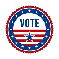 presidencial eleição voto crachá - Unidos estados do América. EUA patriótico estrelas e listras. americano democrático republicano Apoio, suporte alfinete, emblema, carimbo ou botão. vetor