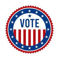 presidencial eleição voto crachá - Unidos estados do América. EUA patriótico estrelas e listras. americano democrático e republicano Apoio, suporte alfinete, emblema, carimbo ou botão. vetor