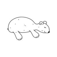 fofa pequeno polar urso. mão desenhado rabisco estilo. vetor ilustração isolado em branco. coloração página.